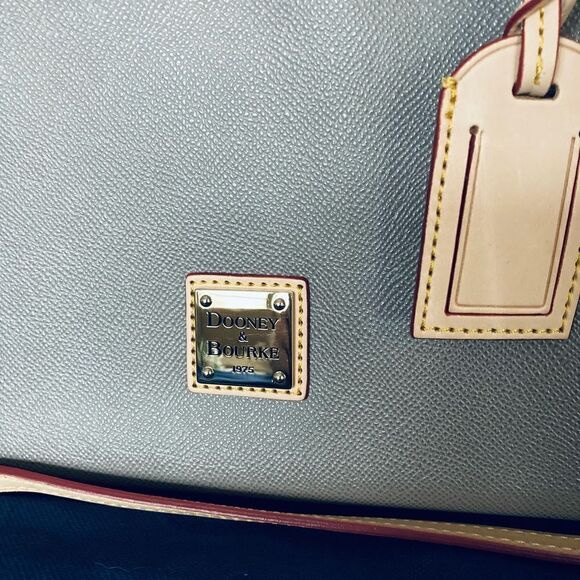 Dooney & Bourke Gray Leather Satchel Bag Purse - Picture 2 of 12